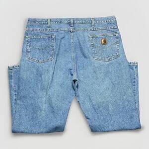 Vintage Carhartt Mens Light Wash Straight Jeans Sz 42x30 Utility Casual Western